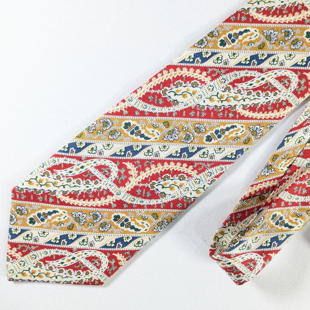GANT 100% silk necktie colourful vintage floral paisley neck tie made in Italy